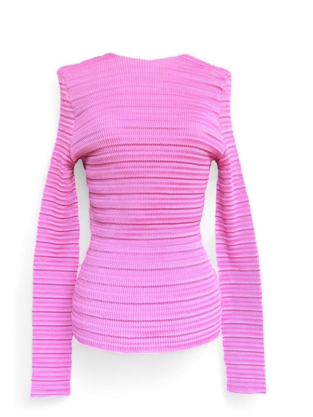 Pink Y2K crinkle long sleeve top